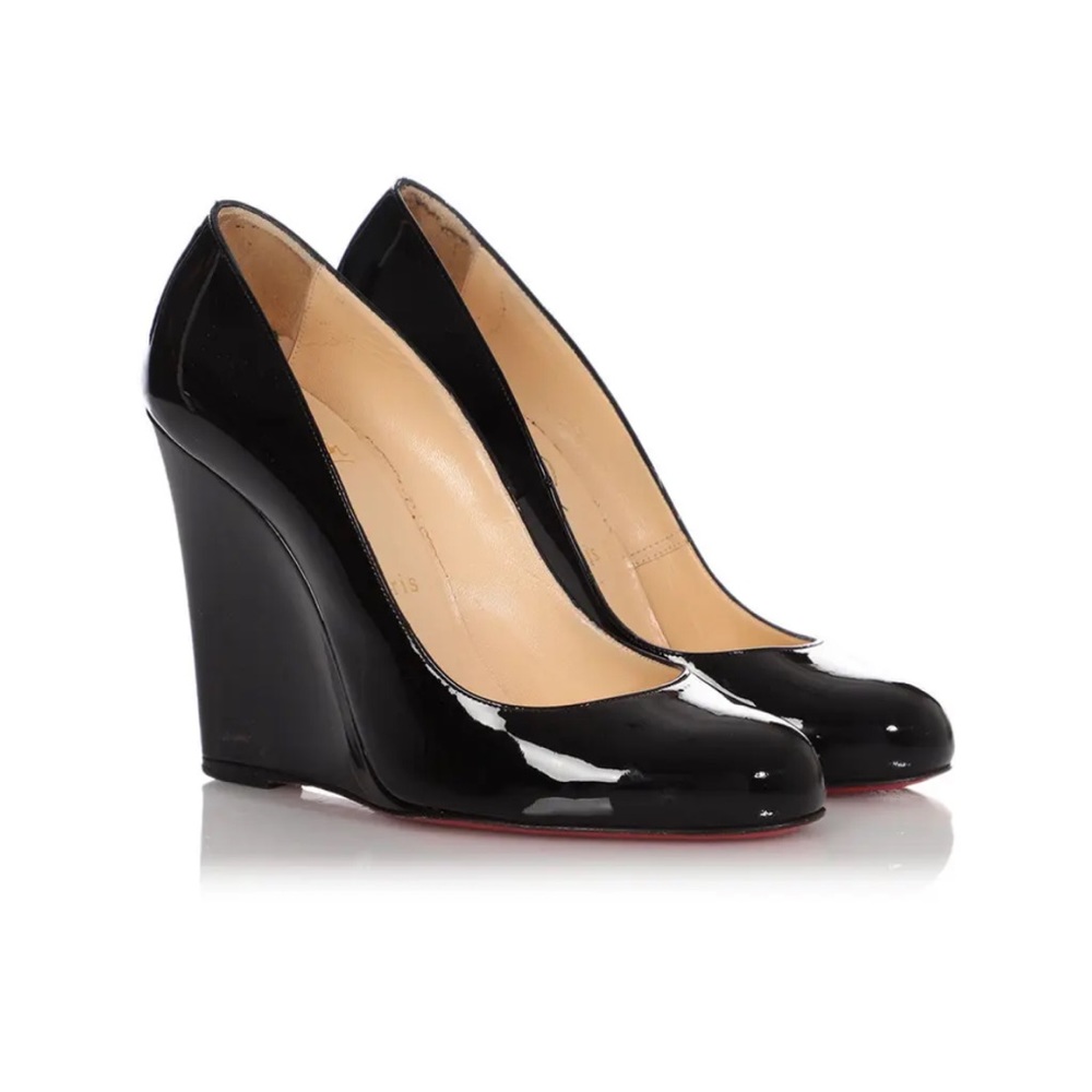 Christian Louboutin Black Patent Leather Wedges